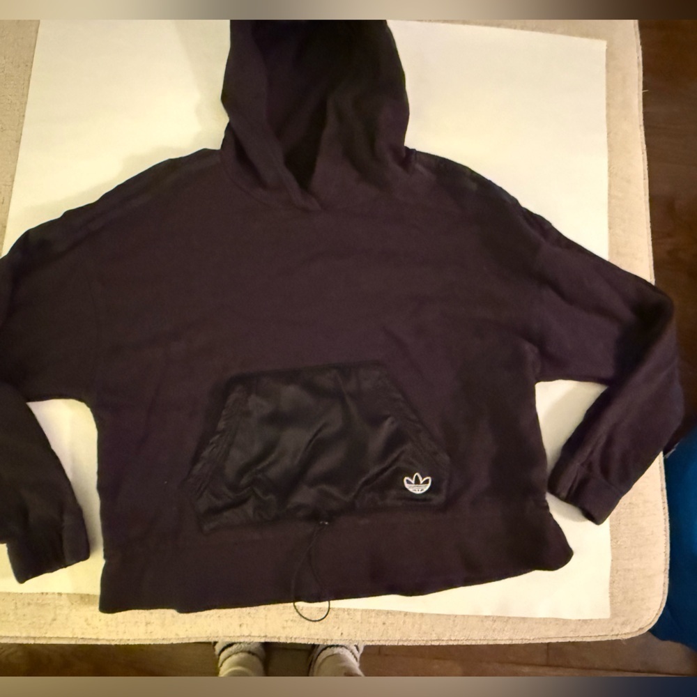 Adidas Black cropped hoodie with Logo